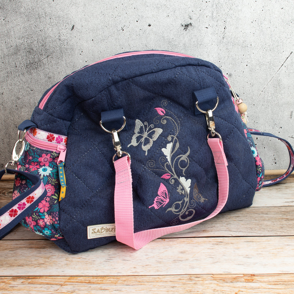 Kugeltasche – praktische Universaltasche mit Blütenstickerei