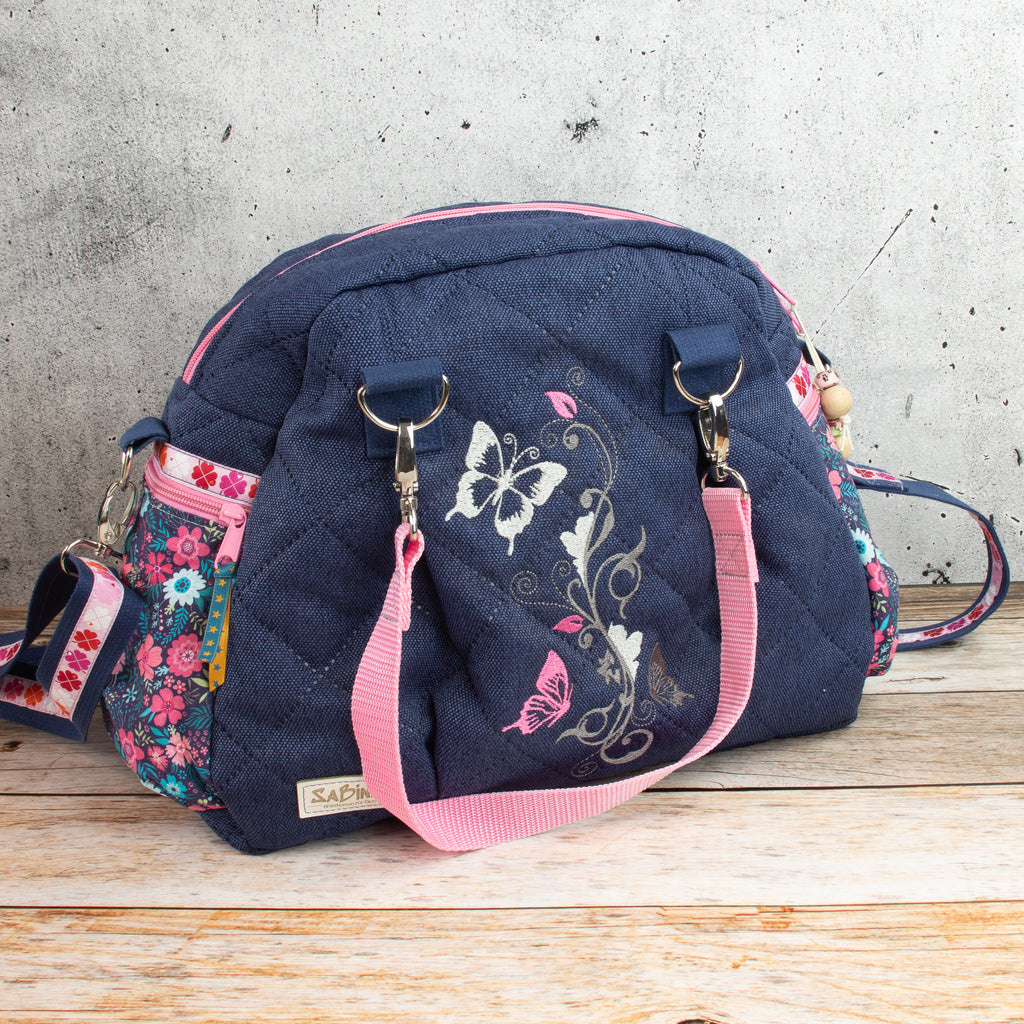 Kugeltasche – praktische Universaltasche mit Blütenstickerei