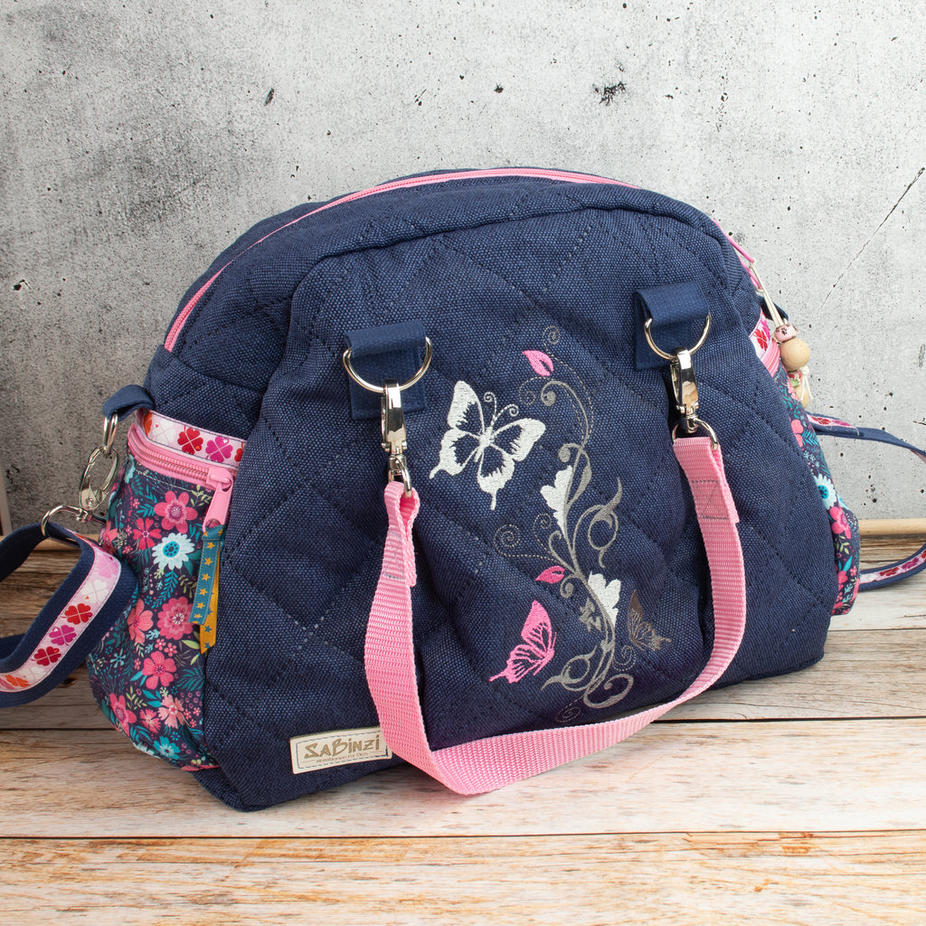 Kugeltasche – praktische Universaltasche mit Blütenstickerei