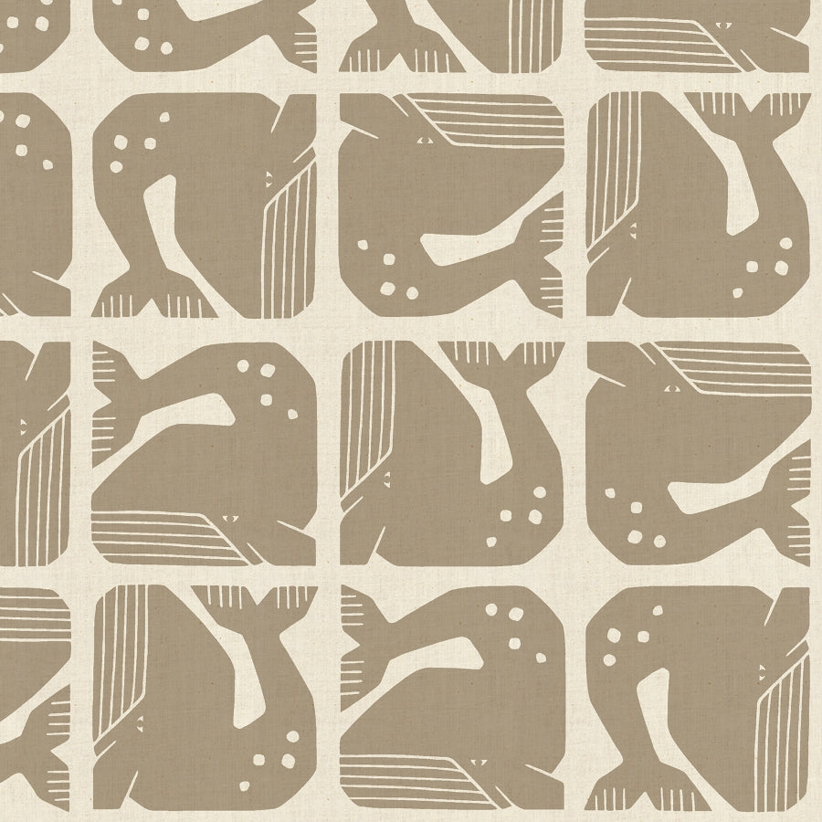 By the Seaside 2 Baumwollstoff „Grumpy Whale Grey Unbleached“ – Cotton + Steel x Loes van Oosten