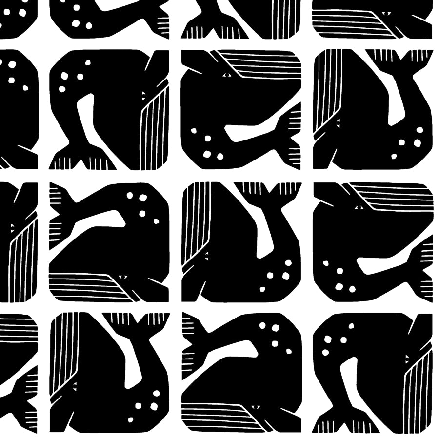 By the Seaside 2 Canvas „Grumpy Whale Night Sky Unbleached“ – Cotton + Steel x Loes van Oosten