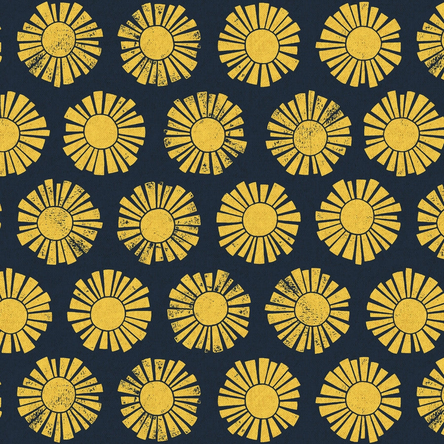 By the Seaside 2 Canvas „Sunshine Navy Unbleached“ – Cotton + Steel x Loes van Oosten