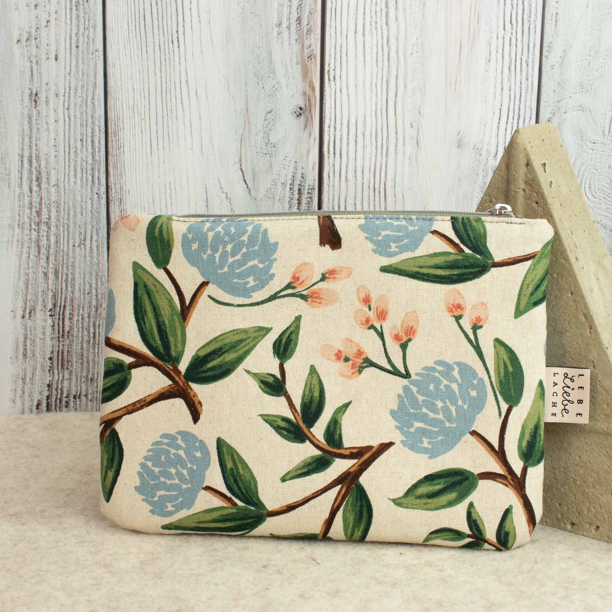 Reißverschlusstasche „Mimi“ – Canvas Grün / Floral