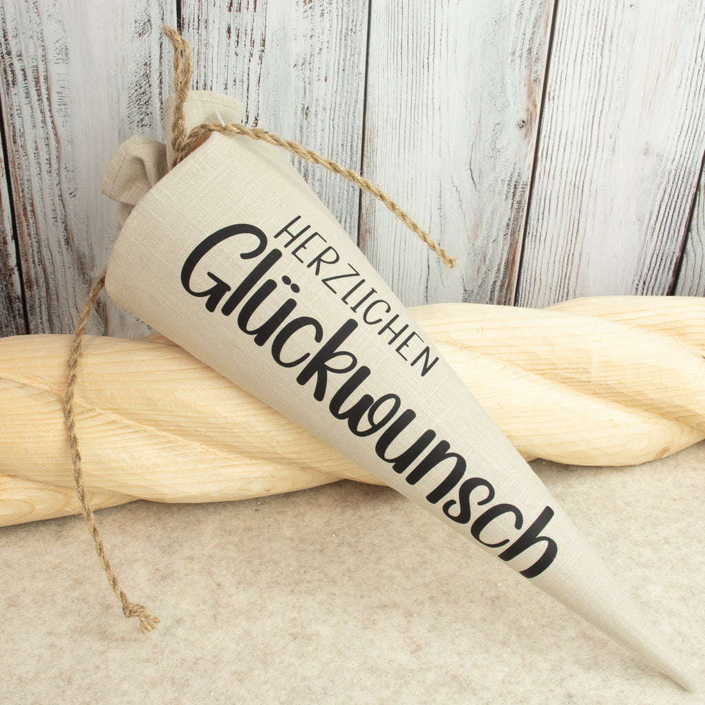 Mini-Schultüte „Herzlichen Glückwunsch“ – handgemachte Geschenkverpackung