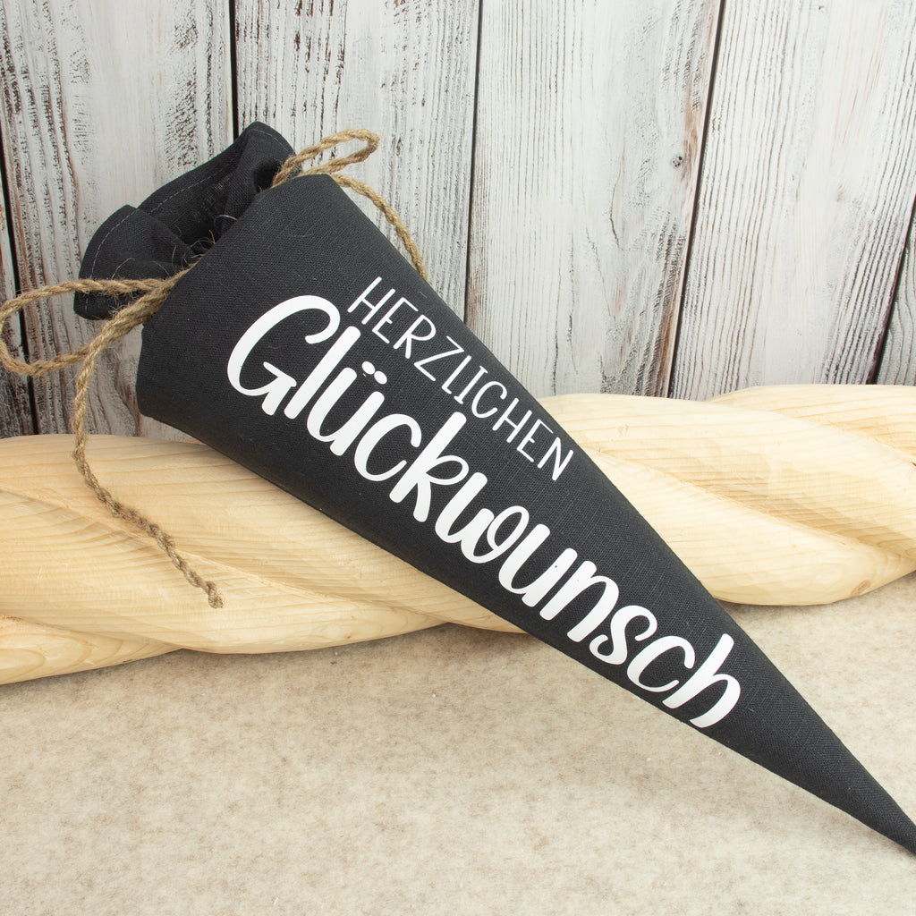 Mini-Schultüte „Herzlichen Glückwunsch“ – handgemachte Geschenkverpackung
