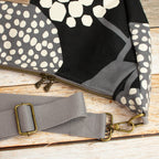 Meluna XL Schultertasche aus echino Heavy Canvas Crop in Schwarz/Grau – Handgemachte Crossbody Bag