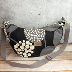 Meluna XL Schultertasche aus echino Heavy Canvas Crop in Schwarz/Grau – Handgemachte Crossbody Bag