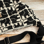 Meluna XL Schultertasche aus Rising Sun Canvas – Handgemachte Tasche mit Elefantenmotiv