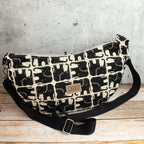 Meluna XL Schultertasche aus Rising Sun Canvas – Handgemachte Tasche mit Elefantenmotiv