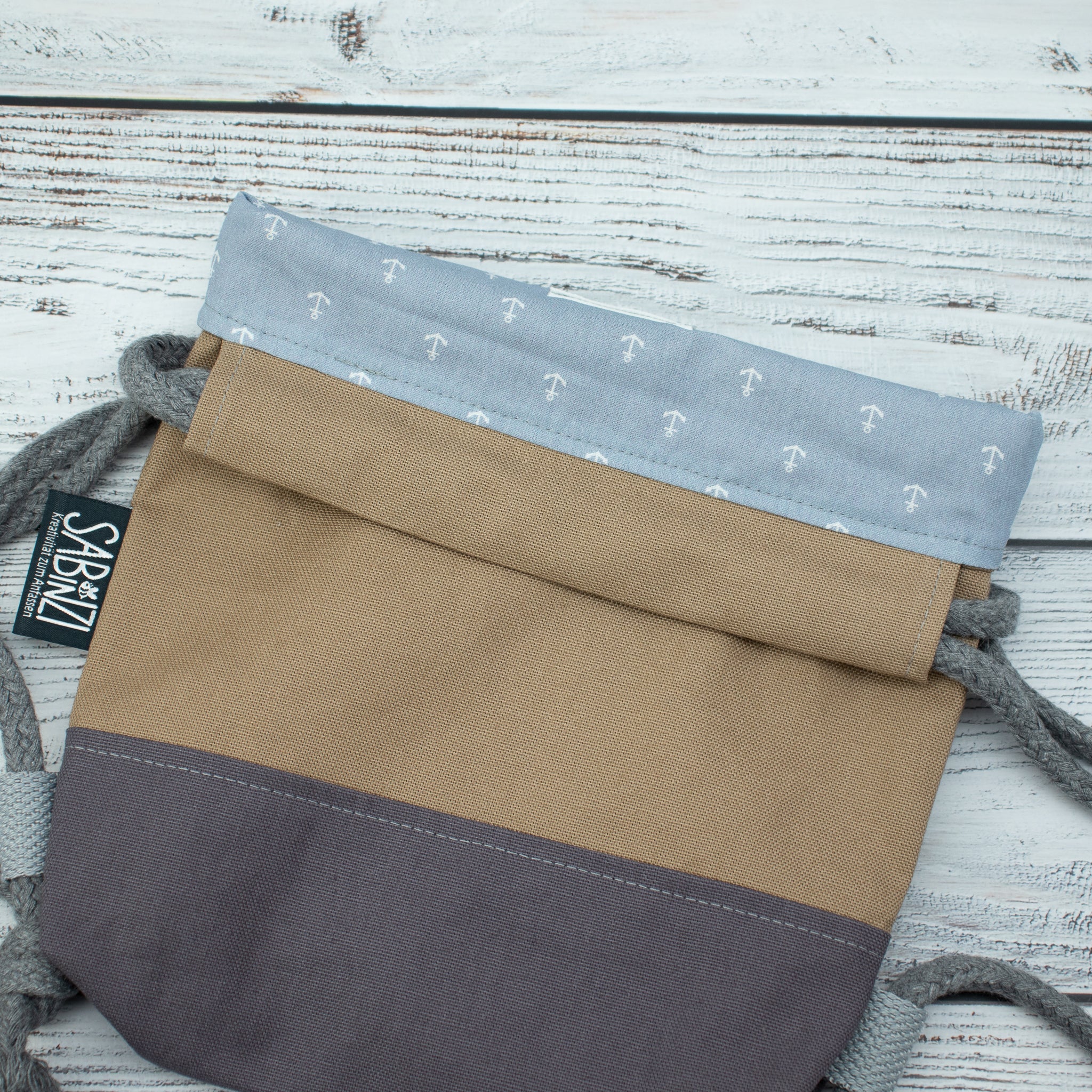 Kinder-Turnbeutel „Matrosenotter“ – Taupe