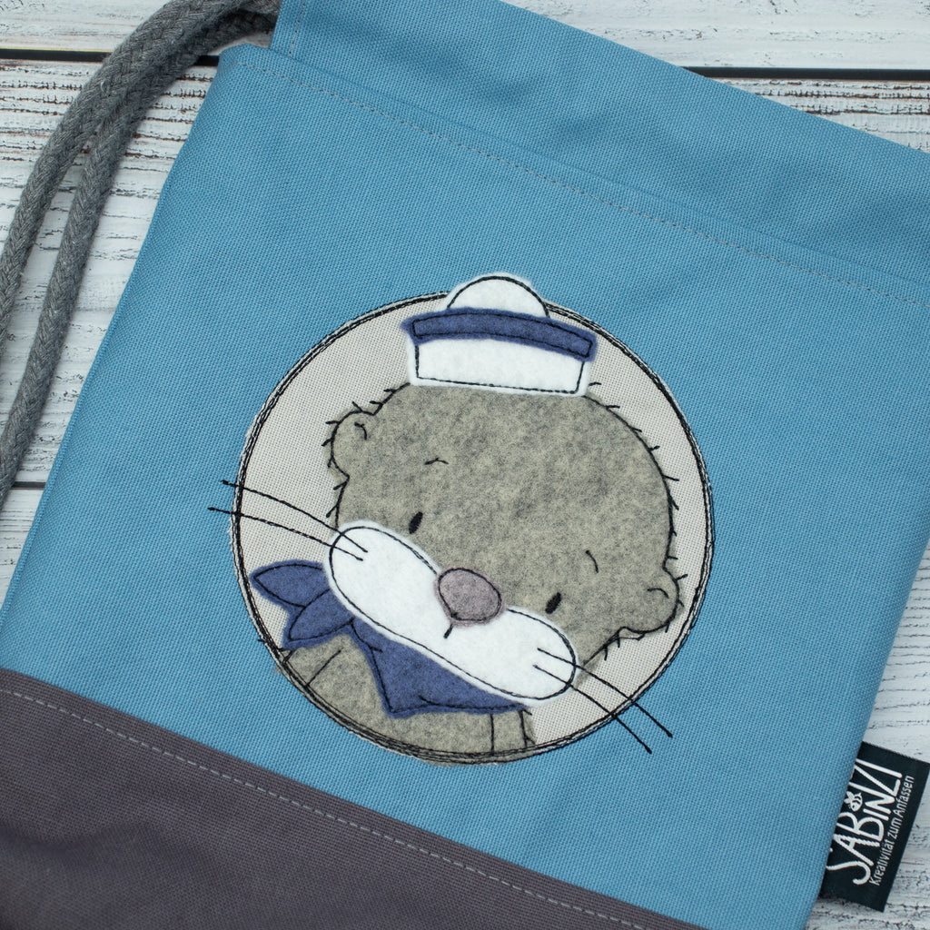 Kinder-Turnbeutel „Matrosenotter“ – Himmelblau