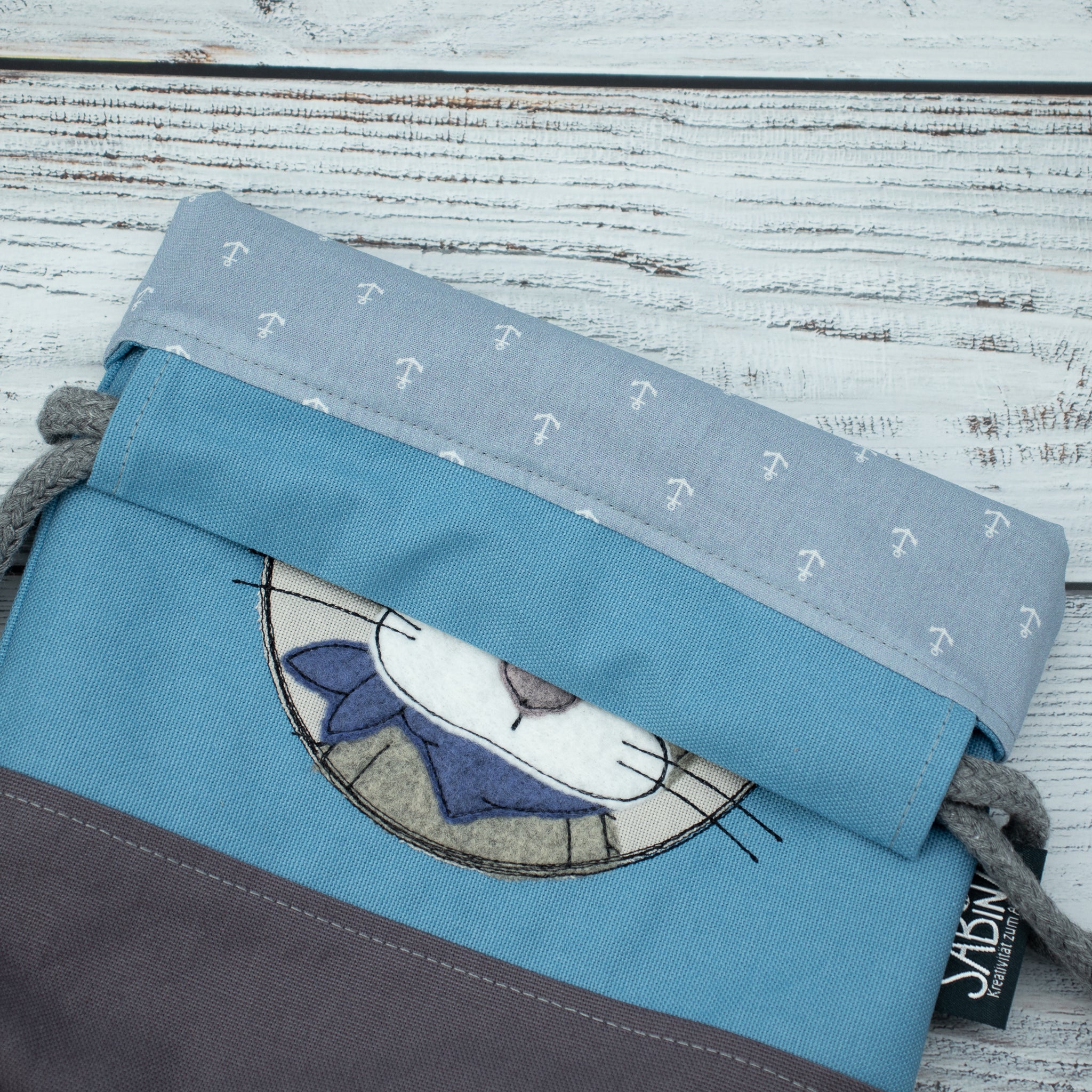 Kinder-Turnbeutel „Matrosenotter“ – Himmelblau