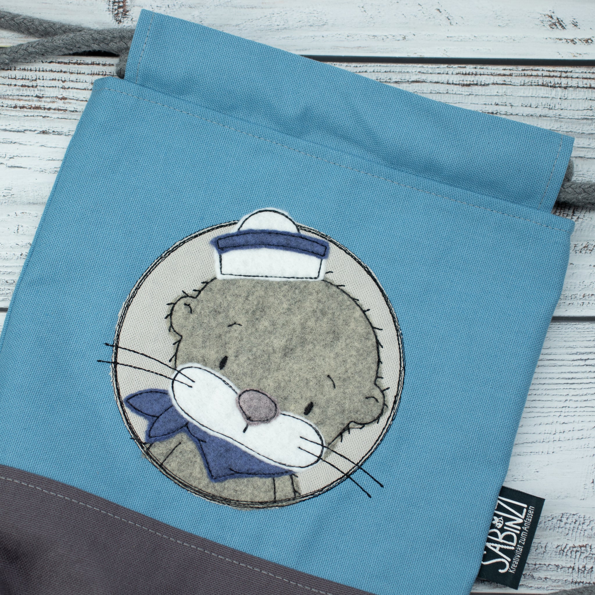 Kinder-Turnbeutel „Matrosenotter“ – Himmelblau