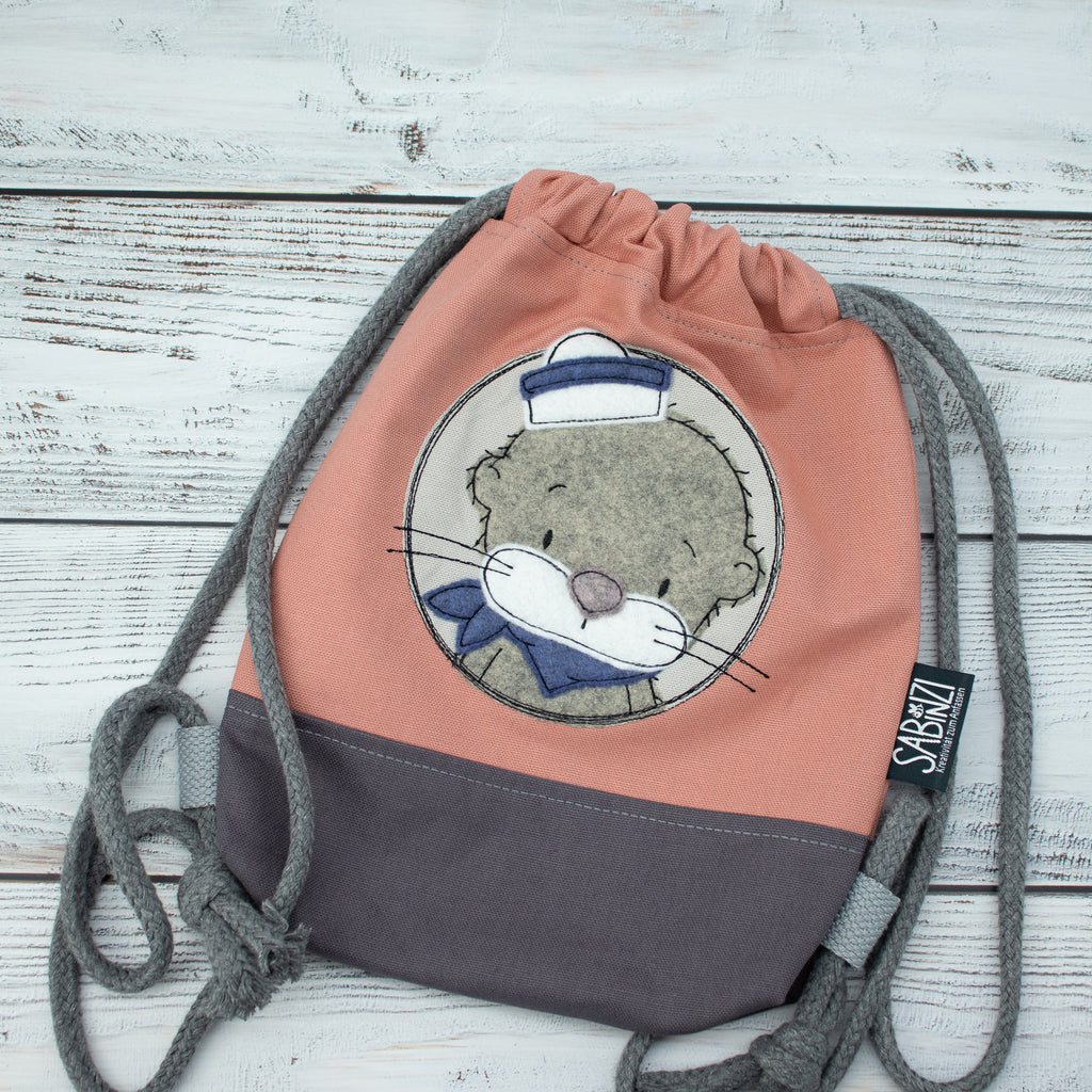 Kinder-Turnbeutel „Matrosenotter“ – Altrosa-Blush