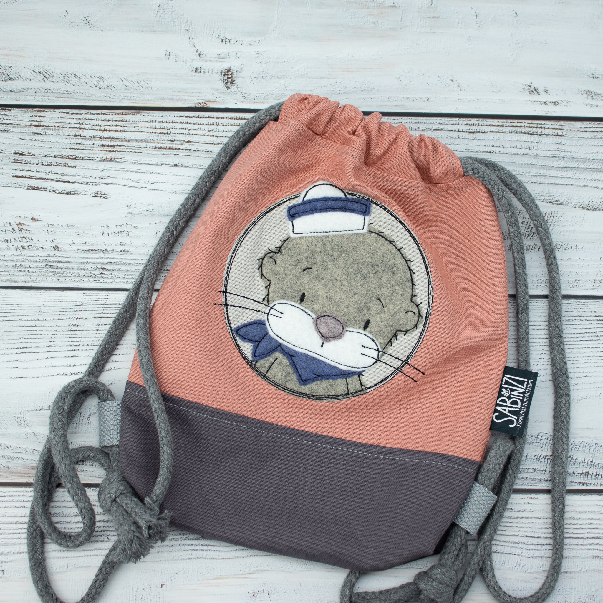 Kinder-Turnbeutel „Matrosenotter“ – Altrosa-Blush