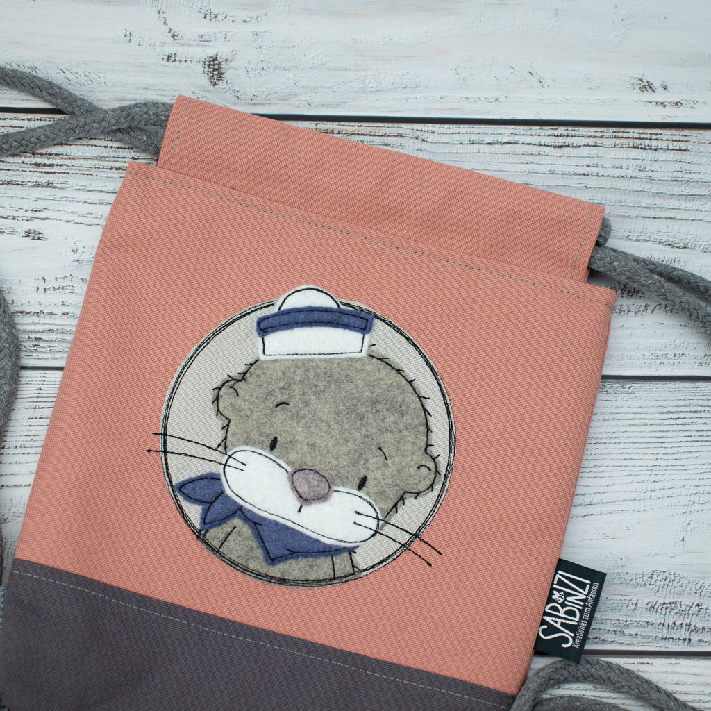 Kinder-Turnbeutel „Matrosenotter“ – Altrosa-Blush