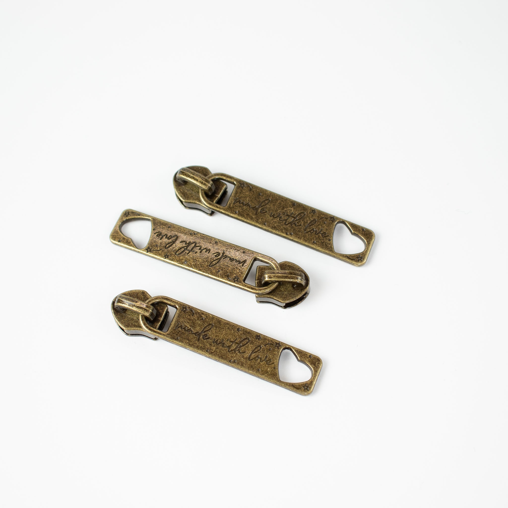 Made with Love #5S Zipper Slider – ZipperZoo, Nylon Coil, Varianten Antique Brass / Nickel