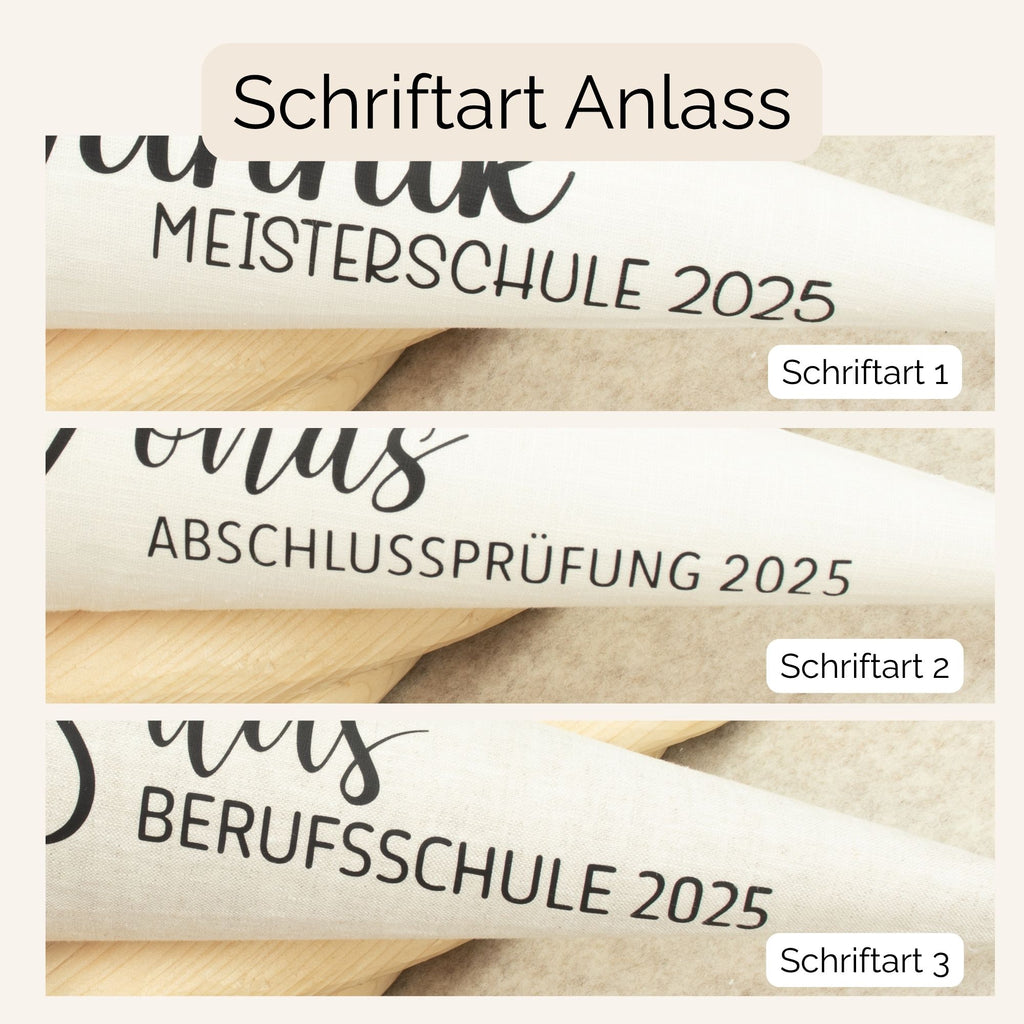 Schultüte aus Leinen – personalisiert mit Name | Schriftart Yannik