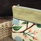 Reißverschlusstasche „Mimi“ – Canvas Grün / Floral