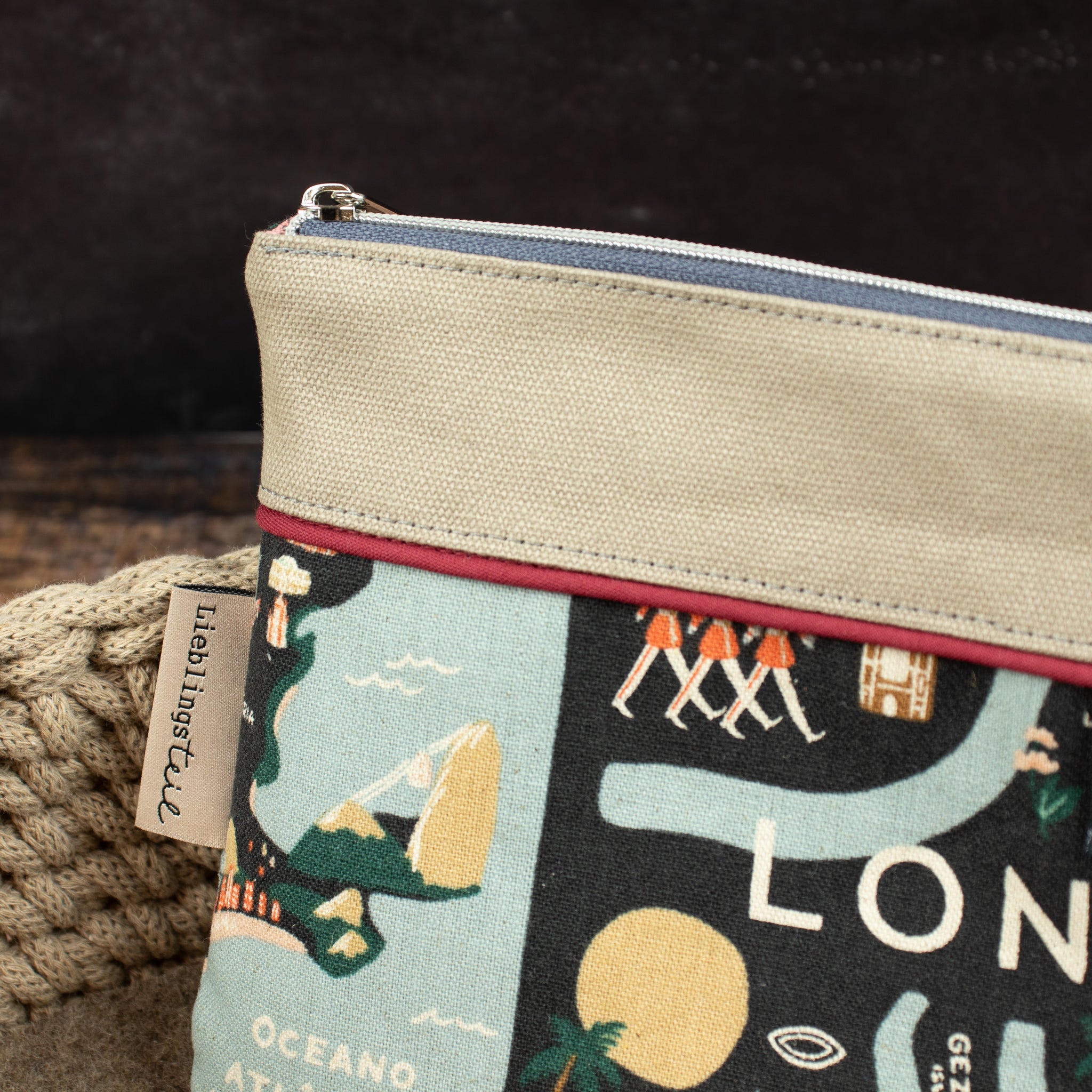 Reißverschlusstasche Mimi aus Canvas – London Map