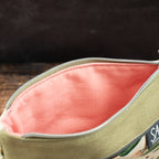 Reißverschlusstasche „Mimi“ – Canvas Grün / Floral