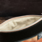 Reißverschlusstasche Mimi aus Canvas – Terracotta / Eulen