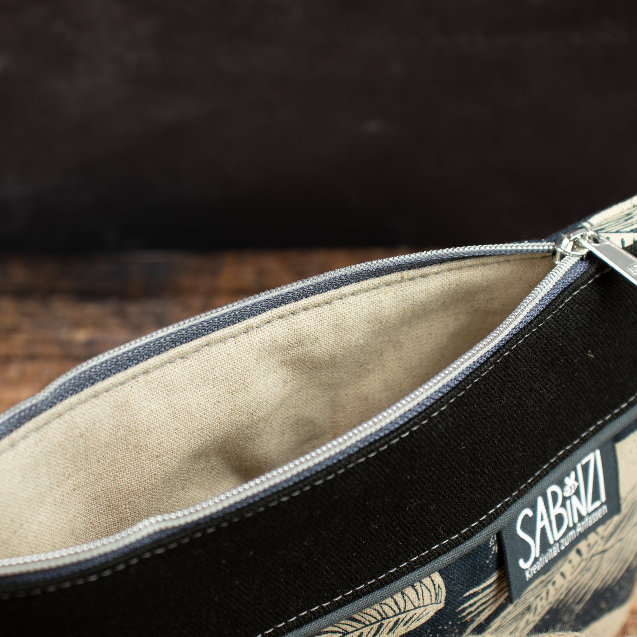 Reißverschlusstasche Mimi aus Canvas – Blau / Eulen