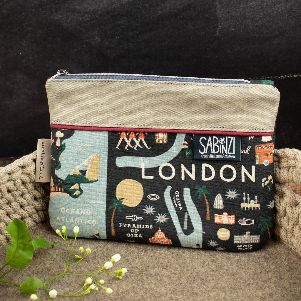 Reißverschlusstasche Mimi aus Canvas – London Map