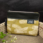 Reißverschlusstasche Mimi aus Canvas – Oliv / Eulen