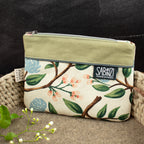 Reißverschlusstasche „Mimi“ – Canvas Grün / Floral