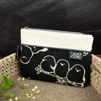 Reißverschlusstasche Mimi mit Paspel – Canvas Schwarz / Birds (Kopie)