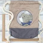Kinder-Turnbeutel „Matrosenbär“ - taupe