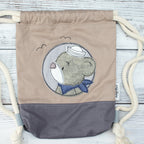 Kinder-Turnbeutel „Matrosenbär“ - taupe