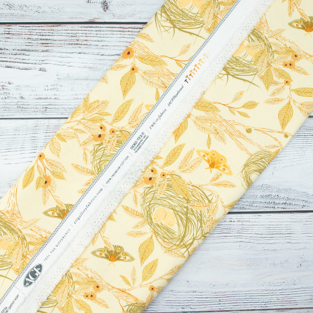 Art Gallery Fabrics - Hazelwood	- Nesting Garden Ivory - Canvas