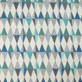 Dekostoff Dreiecke in Blau & Türkis – Geometrisches Muster, 70 % Polyester / 30 % Baumwolle, ca. 140 cm breit