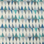 Dekostoff Dreiecke in Blau & Türkis – Geometrisches Muster, 70 % Polyester / 30 % Baumwolle, ca. 140 cm breit