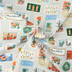 Cotton and Steel - Holiday Classics II - Holiday Stamps	Cream Canvas Metallic Fabric - Rifle Paper Co