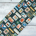 Cotton and Steel - Holiday Classics II - Holiday Stamps - Evergreen Canvas Metallic Fabric - Rifle Paper Co