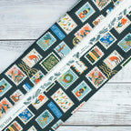 Cotton and Steel - Holiday Classics II - Holiday Stamps - Evergreen Canvas Metallic Fabric - Rifle Paper Co
