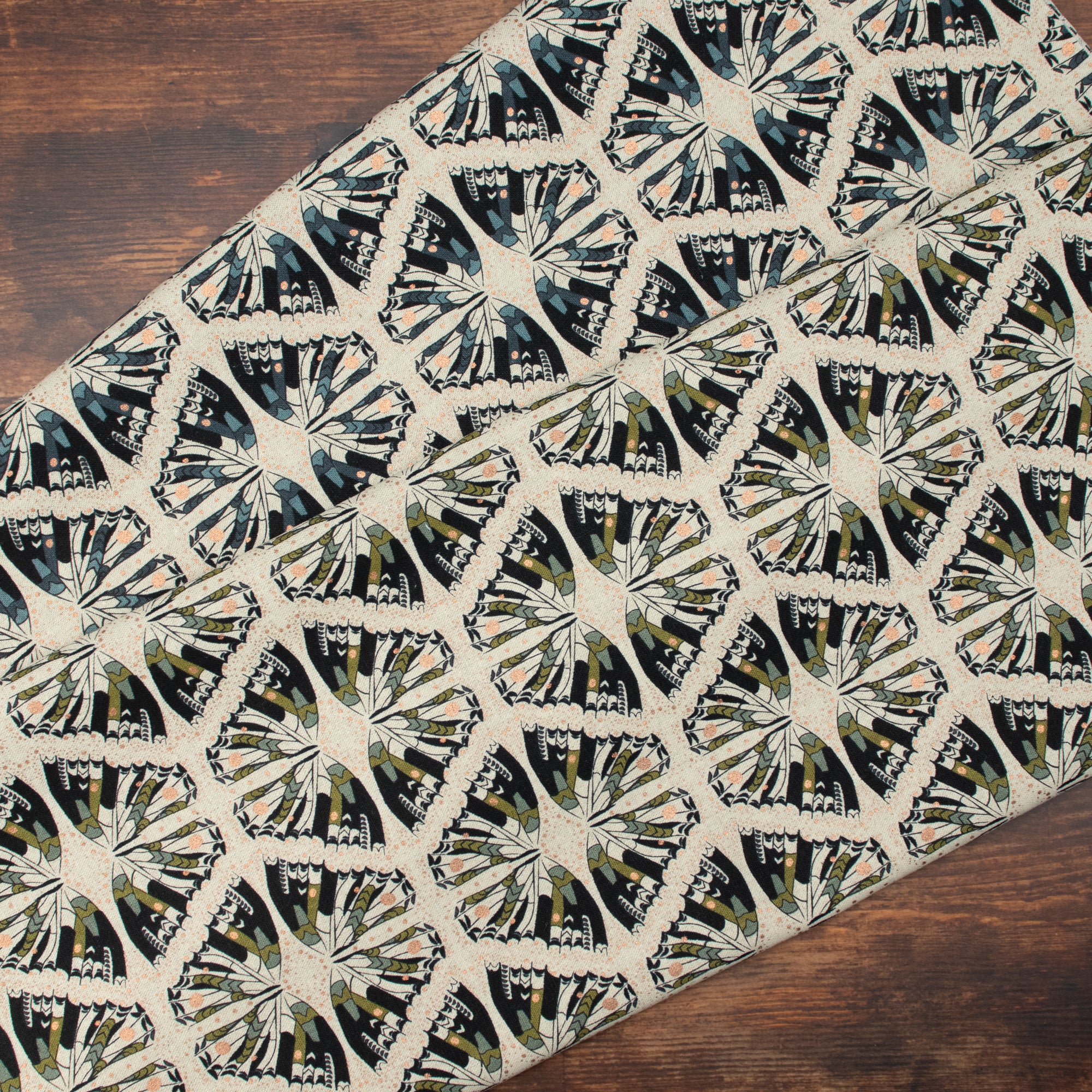 Cotton and Steel - Scout Lake - Swallowtail - In The Midnight Hour Unbleached Canvas Metallic Fabric - Ash Cascade