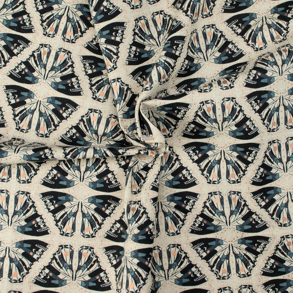 Cotton and Steel - Scout Lake - Swallowtail - In The Midnight Hour Unbleached Canvas Metallic Fabric - Ash Cascade