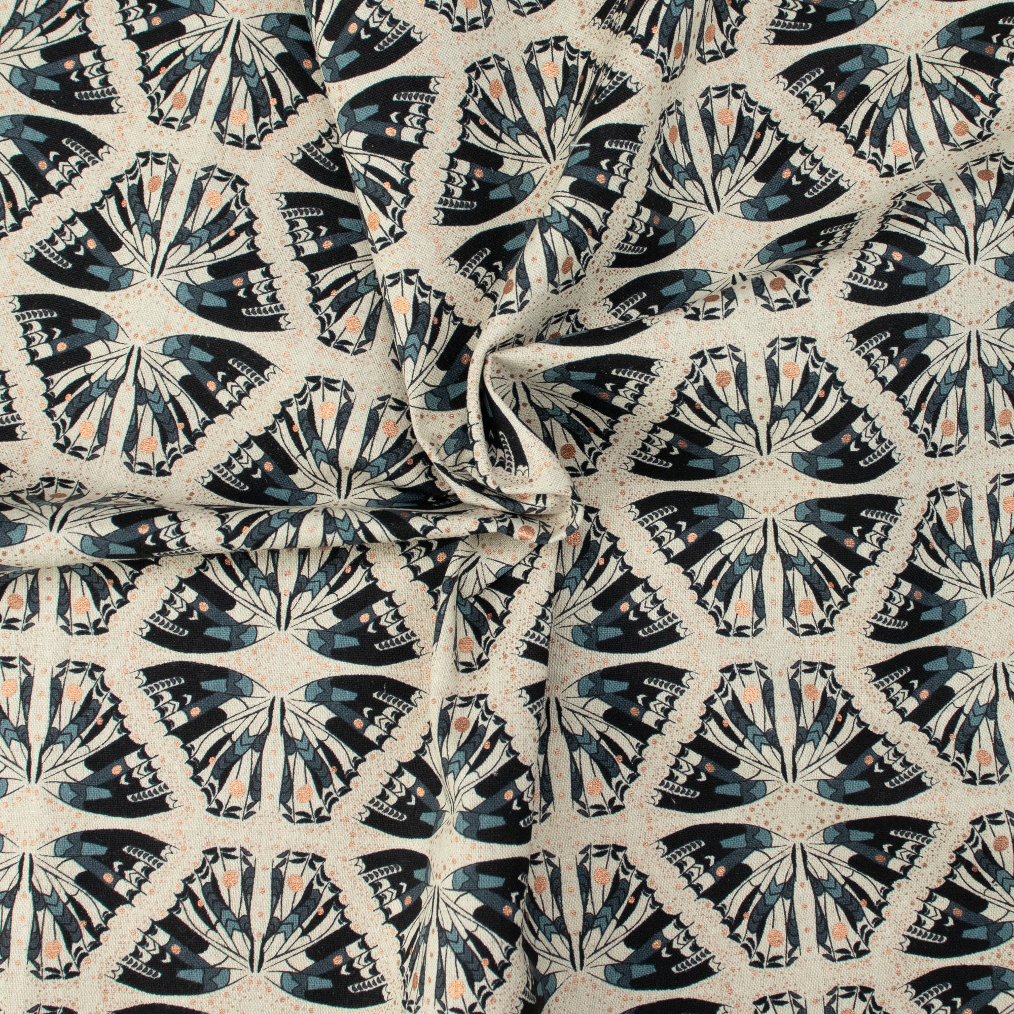 Cotton and Steel - Scout Lake - Swallowtail - In The Midnight Hour Unbleached Canvas Metallic Fabric - Ash Cascade