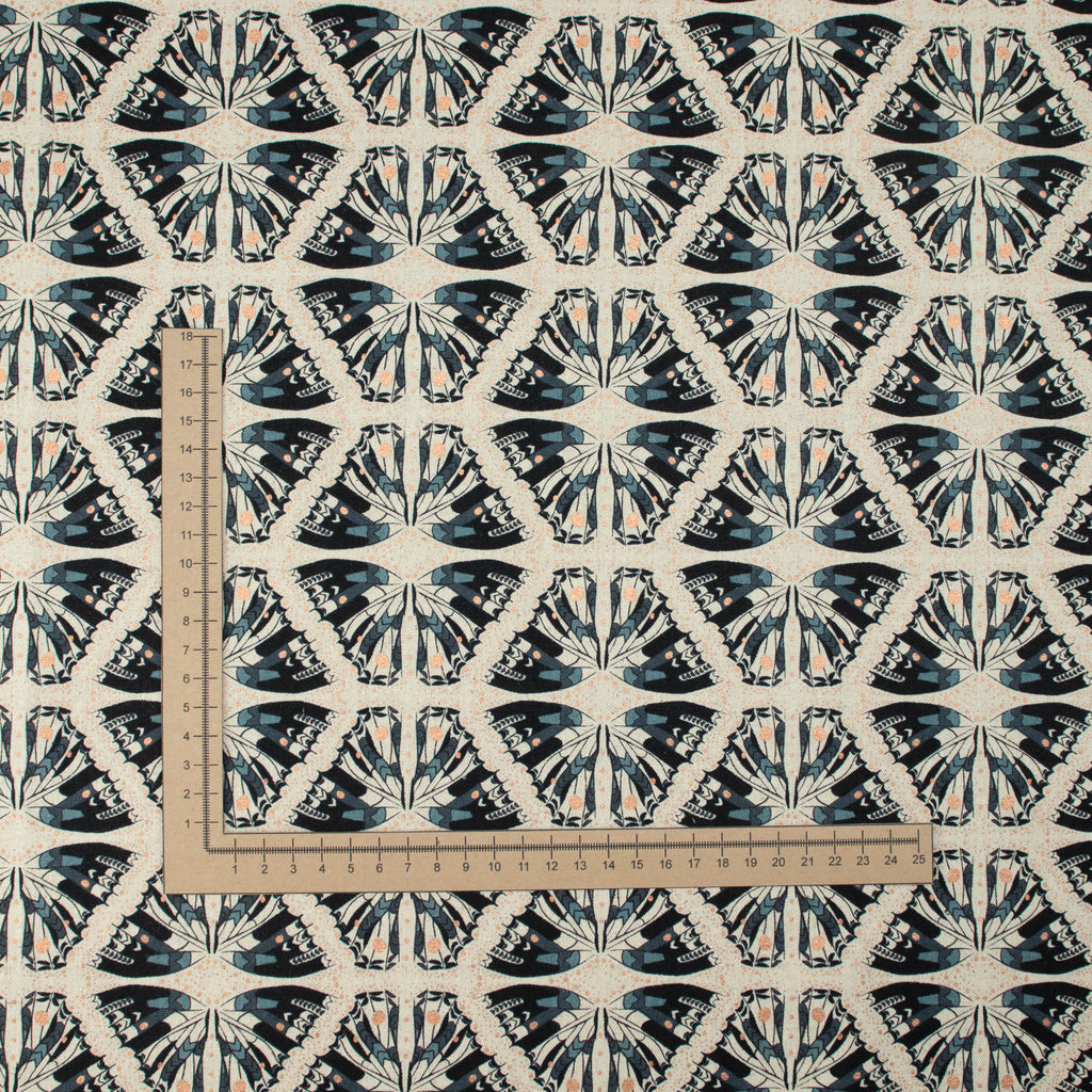 Cotton and Steel - Scout Lake - Swallowtail - In The Midnight Hour Unbleached Canvas Metallic Fabric - Ash Cascade