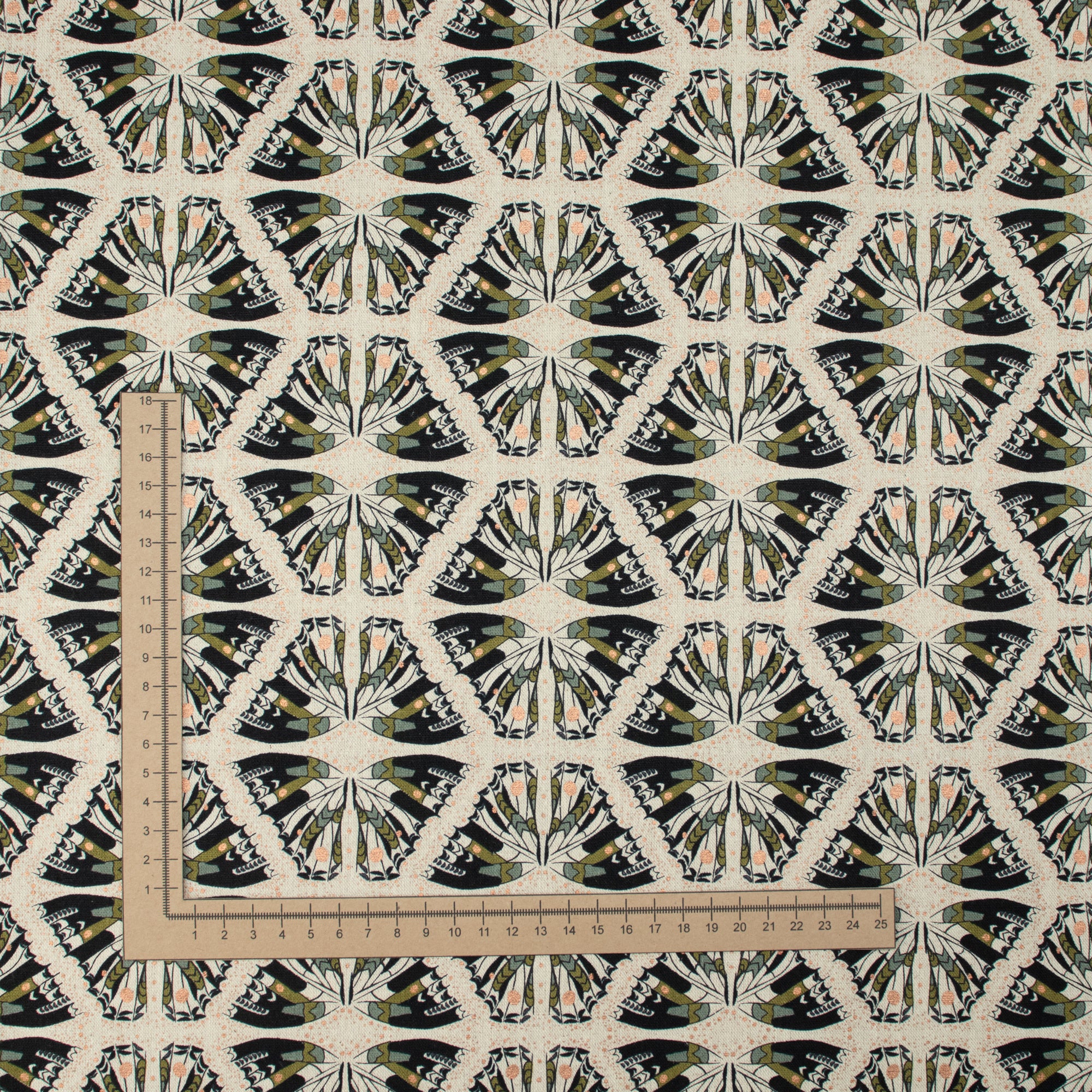 Cotton and Steel - Scout Lake - Swallowtail - Olive Unbleached Canvas Metallic Fabric - Ash Cascade