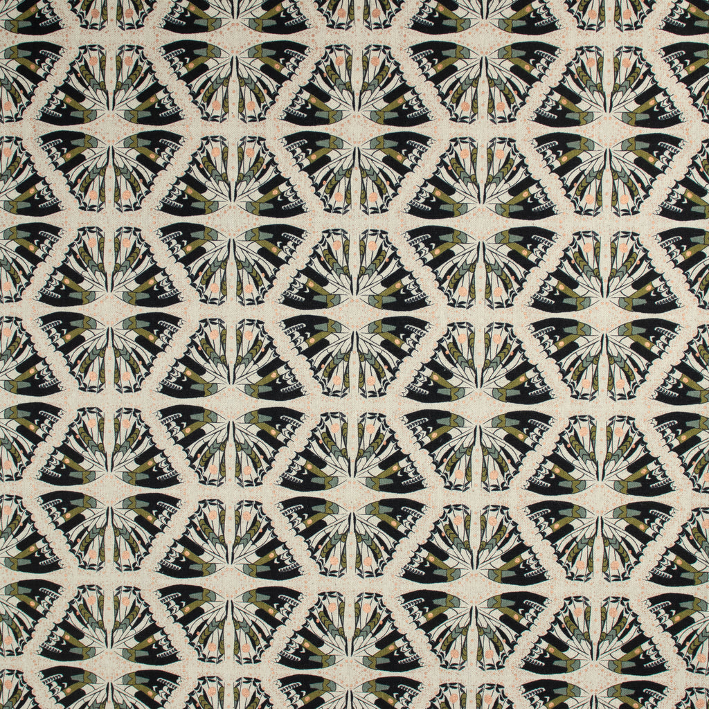 Cotton and Steel - Scout Lake - Swallowtail - Olive Unbleached Canvas Metallic Fabric - Ash Cascade