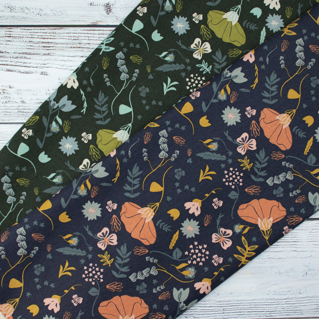 Cotton and Steel - Canyon Springs - Canyon Poppy - Canyon Poppy - Storm Cloud Unbleached Canvas Fabric - Ash Cascade