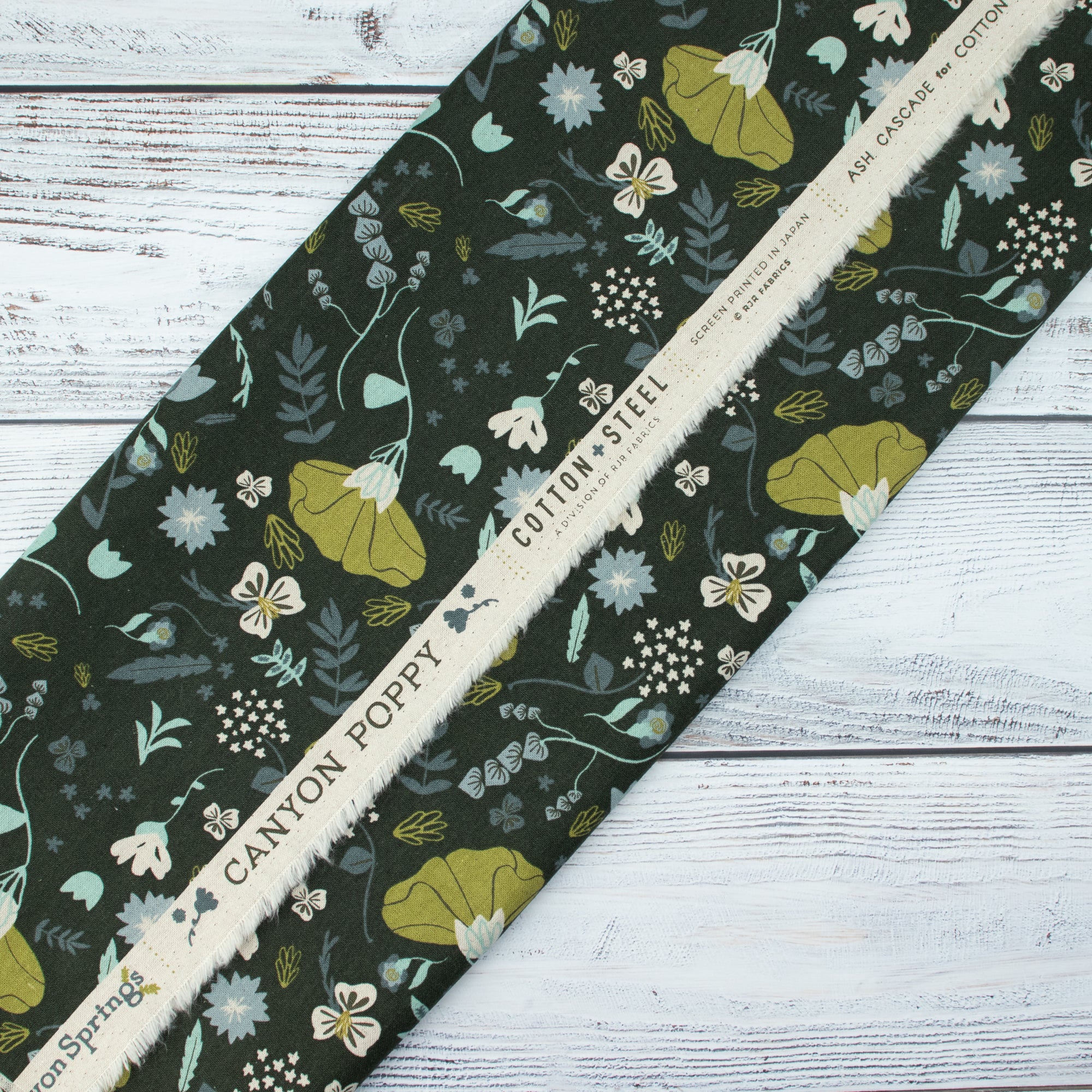 Cotton and Steel - Canyon Springs - Canyon Poppy - Canyon Poppy - Storm Cloud Unbleached Canvas Fabric - Ash Cascade
