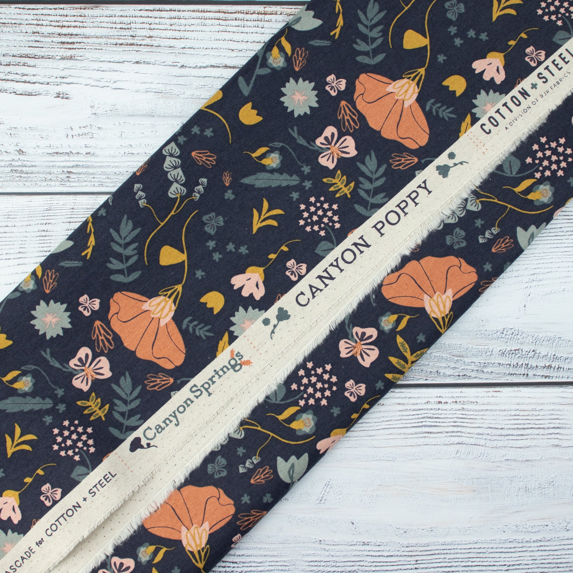 Cotton and Steel - Canyon Springs - Canyon Poppy - Canyon Springs Unbleached Canvas Fabric - Ash Cascade