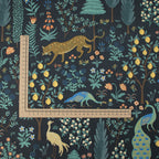 Cotton and Steel - Camont - Menagerie - Black Unbleached Canvas Metallic Fabric - Rifle Paper Co.