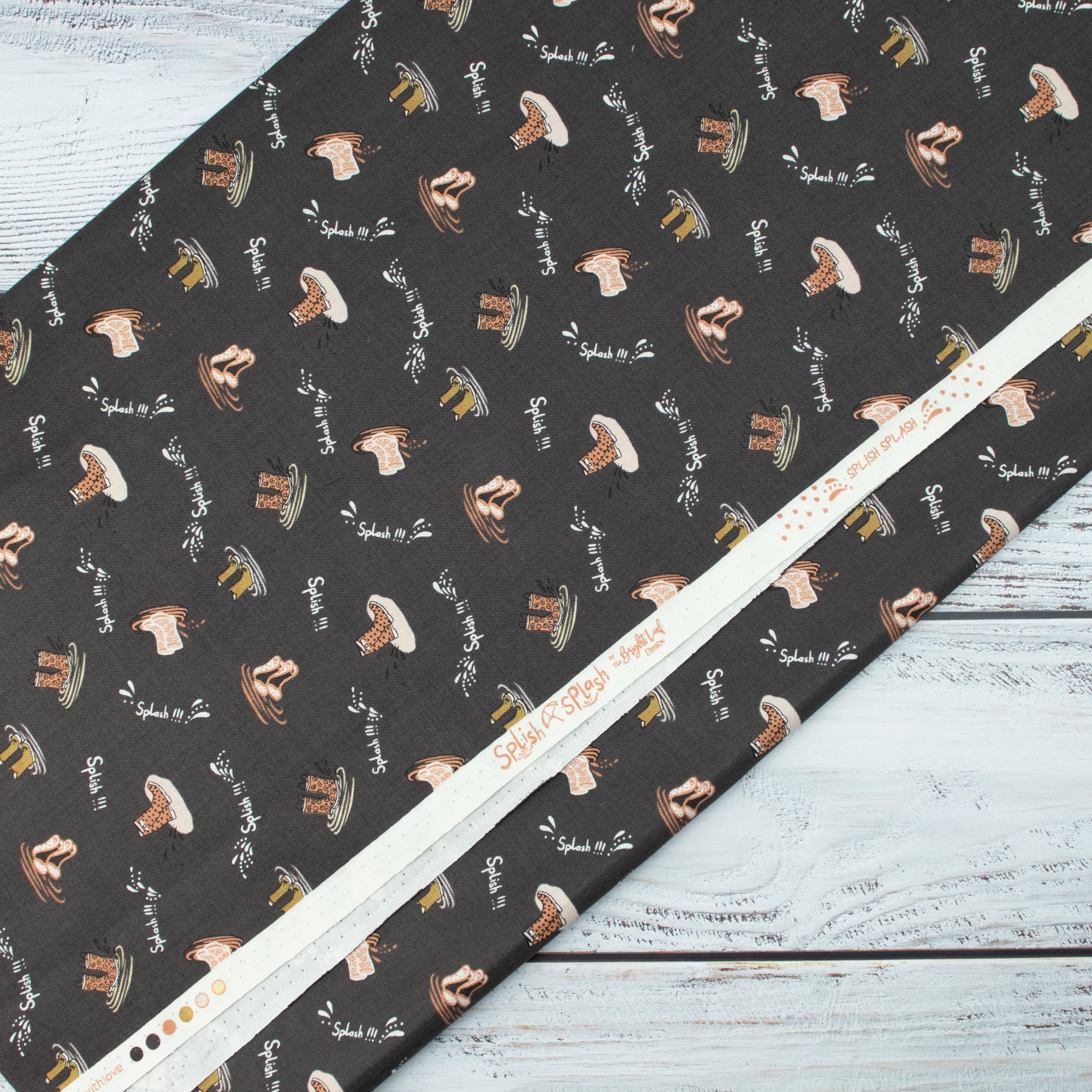 RJR Fabrics - SplishSplash - Charcoal Fabric - Bright Leaf Design